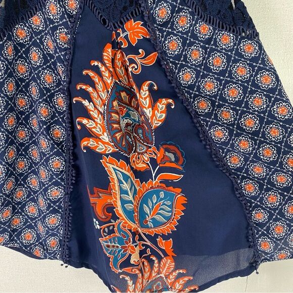 Taylor & Sage Tank Top Blue Orange Floral Lightweight Top Small - Picture 5 of 8